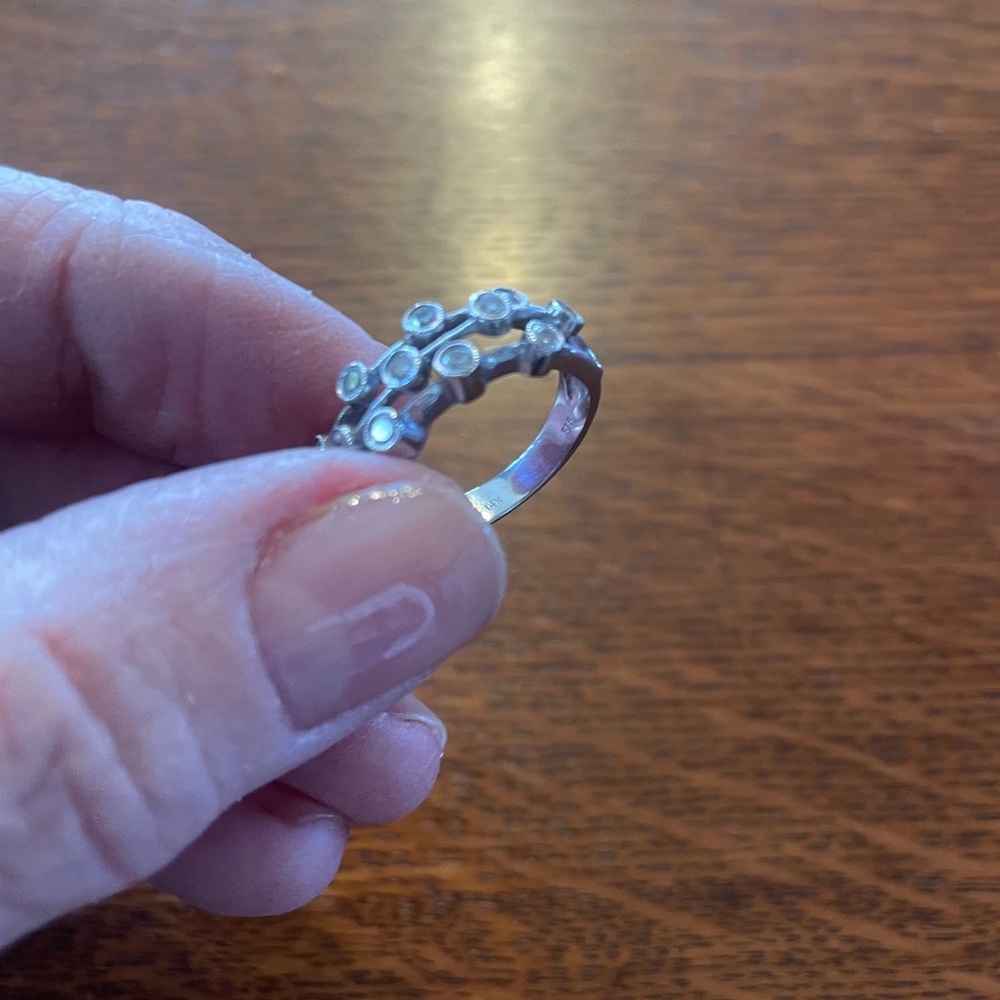 14K White Gold & Diamond Modernist Three Row Ring - Size 7 - Picture 8 of 12